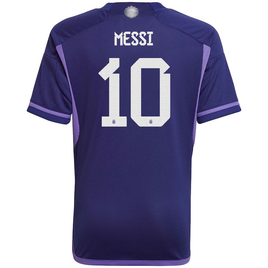 Messi Argentina Soccer Uniform Champions Three Stars Purple for Kid's –  Soccer Crack