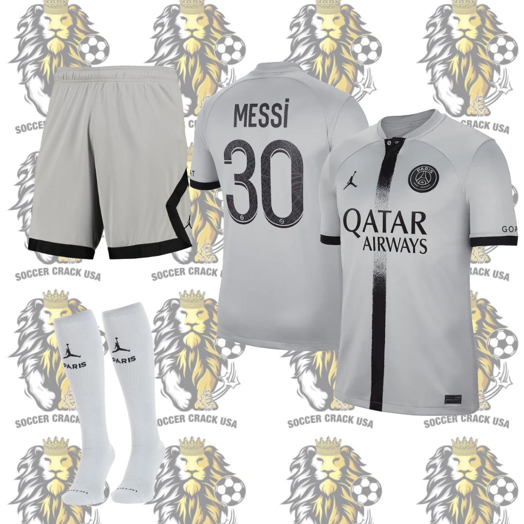 MESSI #30 PSG Away Grey Fans Jersey 2022/23 Verdy Font