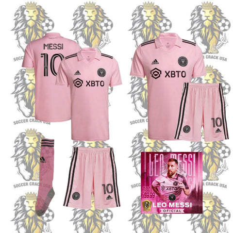 Lionel Messi 10 Inter Miami Pink soccer uniform kid’s size