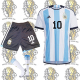 Lionel Messi Kit Uniform 3 stars Argentina 2023 for Kids