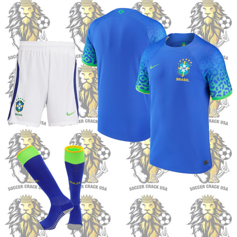 Brazil soccer uniform 2022/23 Away Blue for kids – Soccer Crack