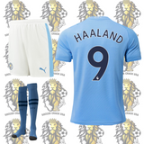 Haaland Manchester City 2023/24 Sky Blue Soccer Uniform for Kids