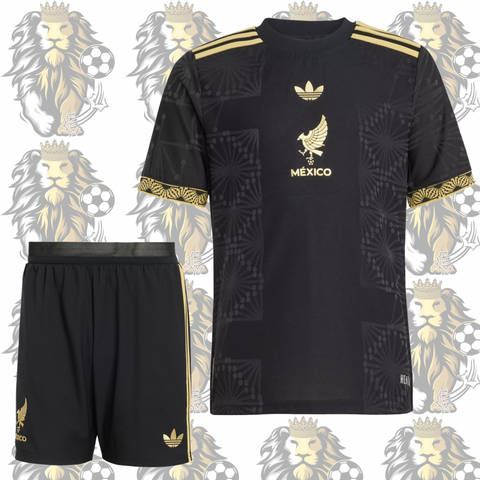 Mexico 2025 Black and Gold Kids’ Uniform | Jersey + Shorts | Limited Edition