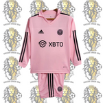 Messi Home Uniform 2023 Long Sleeve Pink for Kids#10