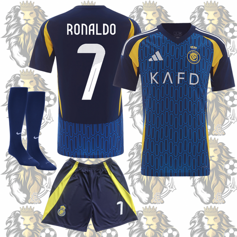 Ronaldo Al Nassr 2025 Blue Kit for Kids – Jersey #7, Shorts & Socks
