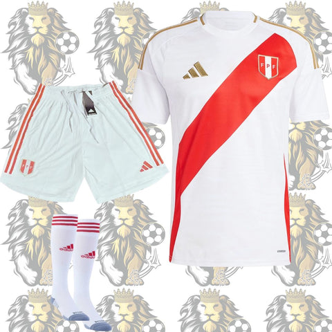 Peru 2025 Kids Soccer Kit – White Jersey, Shorts & Socks