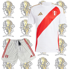 Load image into Gallery viewer, Peru 2025 Kids Soccer Kit – White Jersey and Shorts
