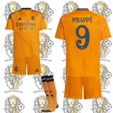 Kylian Mbappe #9 Kit Soccer Uniform for Kid’s 2024/2025 color Orange real madrid