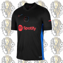 Load image into Gallery viewer, Black Barcelona Player Jersey - Tailored Fit &amp; Elite Performance”
