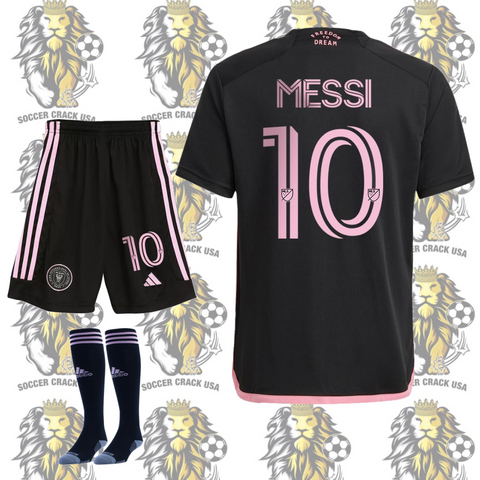 Lionel Messi 10 Inter Miami black soccer uniform kid’s size￼