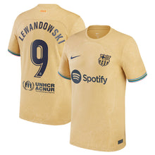 Load image into Gallery viewer, Lewandowski Barcelona Soccer Uniform for Adult Gold 22/23
